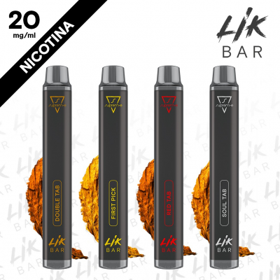 LIK BAR - Kit 4 Gusti Tabacco Nicotina 20 Sigaretta Elettronica Usa e Getta 1pz Per Gusto