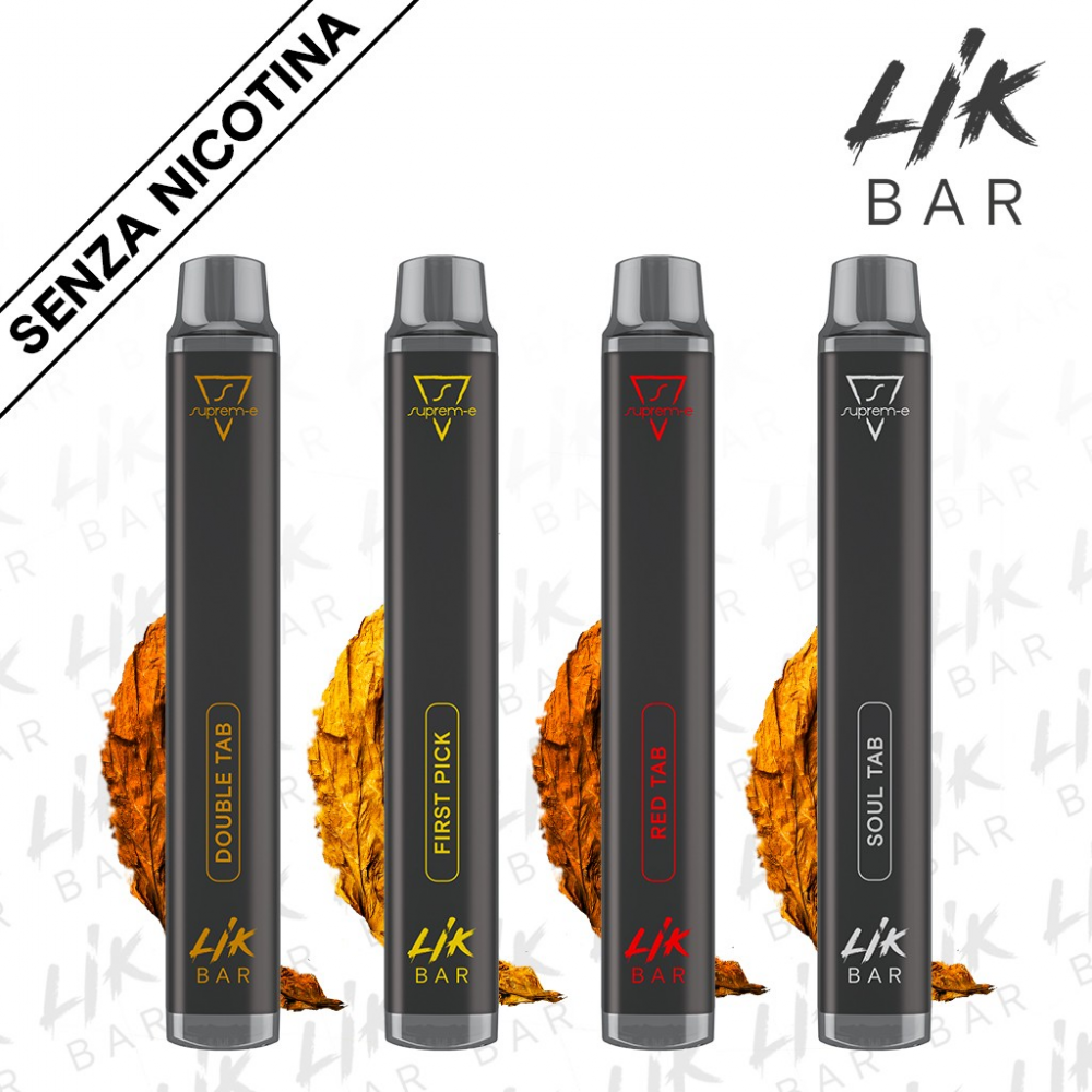 LIK BAR - Kit 4 Gusti Tabacco Senza Nicotina Sigaretta Elettronica Usa e Getta 1pz Per Gusto LIK BAR - Kit 4 Gusti Tabacco Senza Nicotina Sigaretta Elettronica Usa e Getta 1pz Per Gusto