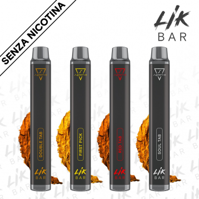 LIK BAR - Kit 4 Gusti Tabacco Senza Nicotina Sigaretta Elettronica Usa e Getta 1pz Per Gusto